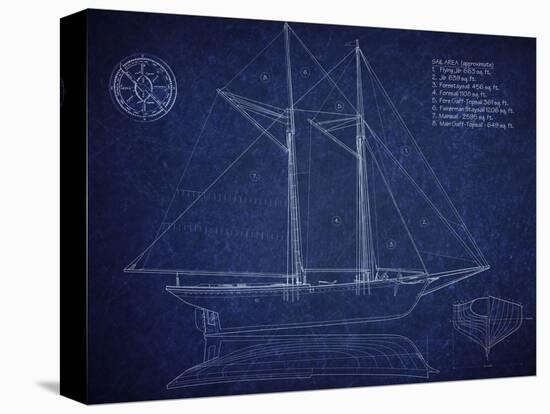 Ship Blueprint Ernestina-Tina Carlson-Stretched Canvas