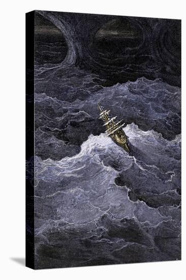 Ship in Stormy Seas from Coleridge's Rime of the Ancient Marine-null-Premier Image Canvas