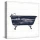 Shiplap Bath I Navy-Sue Schlabach-Stretched Canvas