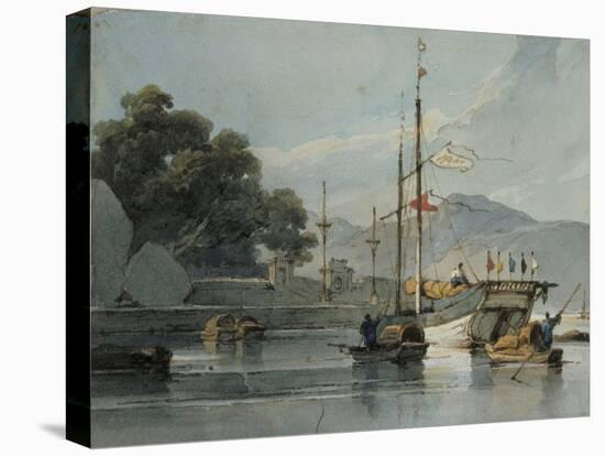 Shipping on a Chinese River, 19th Century-George Chinnery-Premier Image Canvas