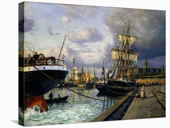 Shipping Vessels in Helsingor Harbour-Thorolf Frederik Pedersen-Premier Image Canvas