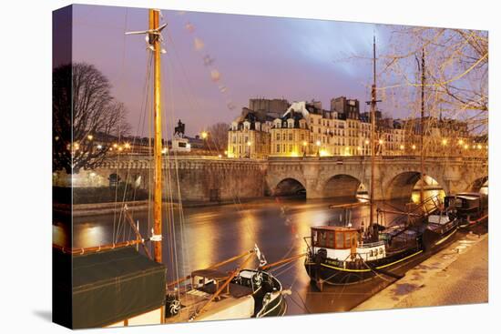 Ships on the River Seine and Pont Neuf, Paris, Ile De France, France, Europe-Markus Lange-Premier Image Canvas