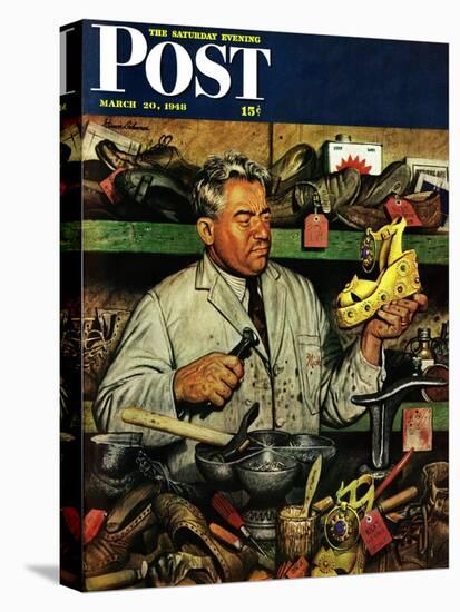 "Shoe Repairman," Saturday Evening Post Cover, March 20, 1948-Stevan Dohanos-Premier Image Canvas