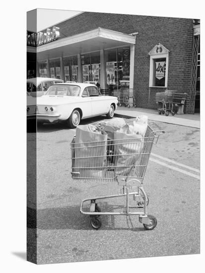Shopping Cart in Grocery Parking Lot-Philip Gendreau-Premier Image Canvas