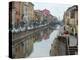 Shops and Restaurants Along Canal, Naviglio Grande, Milan, Italy-Lisa S. Engelbrecht-Premier Image Canvas