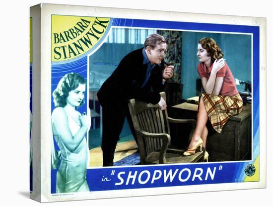 Shopworn, from Left, Joe Sawyer, Barbara Stanwyck, 1932-null-Stretched Canvas