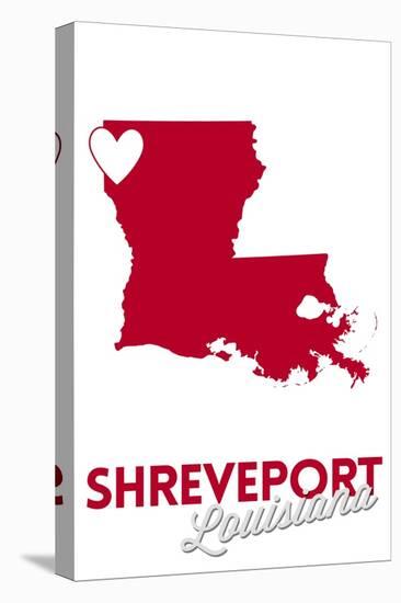 Shreveport, Louisiana - Heart Design-Lantern Press-Stretched Canvas