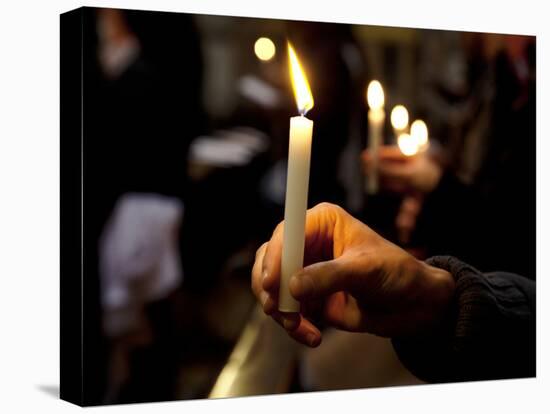 Sicily, Italy, Western Europe, a Believer, Holding a Candle During the Easter Eve Ceremony at the T-Ken Scicluna-Premier Image Canvas
