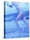 Side Profile of a Woman Running on the Beach-null-Premier Image Canvas