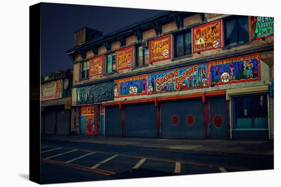 Sideshows at Coney Island New York B/W-null-Stretched Canvas