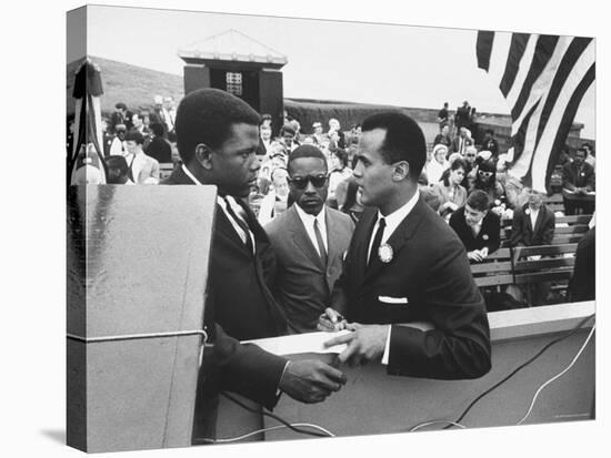 Sidney Poitier with Harry Belafonte, and Southern Sit in Leader Bernard Lee, at Civil Rights Rally-Al Fenn-Premier Image Canvas