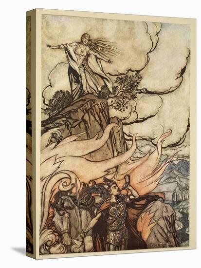 Siegfried leaves Brunnhilde in search of adventure, from 'Siegfried and the Twilight of Gods'-Arthur Rackham-Premier Image Canvas