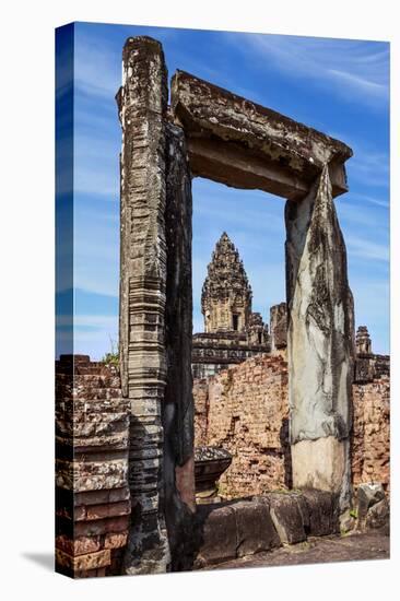 Siem Reap, Cambodia. Ancient doorway still standing through which the spires and statues atop of th-Miva Stock-Premier Image Canvas