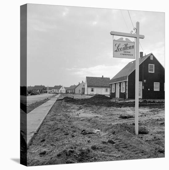 Sign Declaring the Area as Levittown Outside Newly Constructed Homes-null-Premier Image Canvas