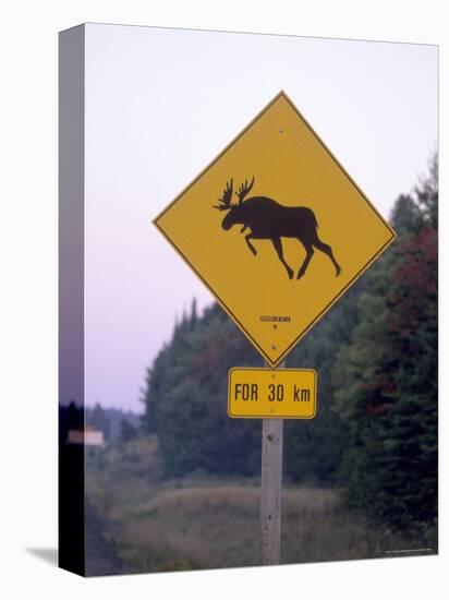 Sign, Moose Crossing the Road, Algonquin Provincial Park, Ontario, Canada-Thorsten Milse-Premier Image Canvas