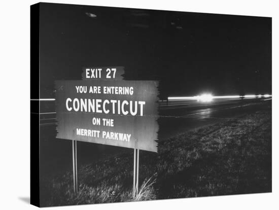 Sign on Merritt Parkway Telling Motorist That They are Now Entering the State-Bernard Hoffman-Premier Image Canvas