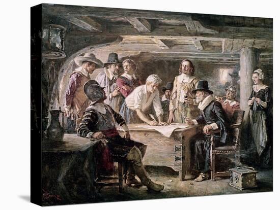 Signing the Mayflower Compact, 1620-Jean Leon Gerome Ferris-Premier Image Canvas