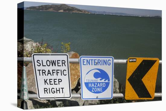 Signs Between the Water and the Road in Sausalito, California, USA-Susan Pease-Premier Image Canvas