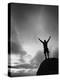 Silhouette Man Arms Raised into the New Mexico Sky in Black and White Vertical-Kevin Lange-Premier Image Canvas
