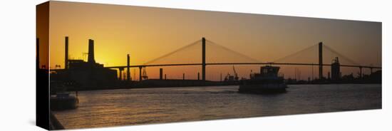 Silhouette of a Bridge at Dusk, Talmadge Bridge, Savannah, Georgia, USA-null-Premier Image Canvas