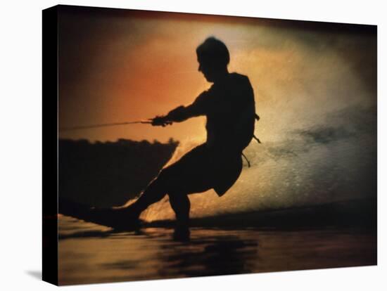 Silhouette of a Man Water Skiing-null-Premier Image Canvas