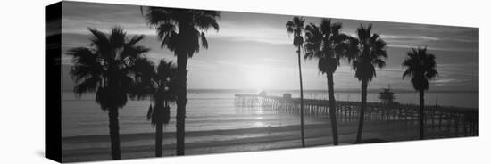 Silhouette of a Pier, San Clemente Pier, Los Angeles County, California, USA-null-Premier Image Canvas