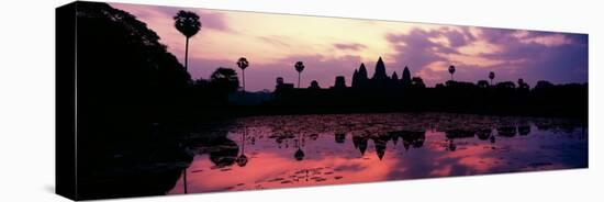 Silhouette of a Temple at Dusk, Angkor Wat, Siem Reap, Angkor, Cambodia-null-Premier Image Canvas