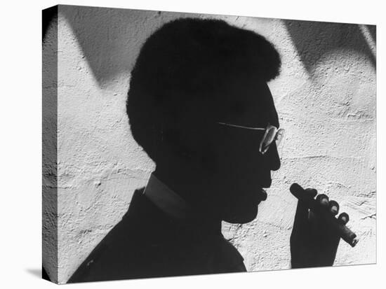 Silhouette of Actor/Comedian Bill Cosby with Cigar, Former Star of TV Series "I Spy"-John Loengard-Premier Image Canvas