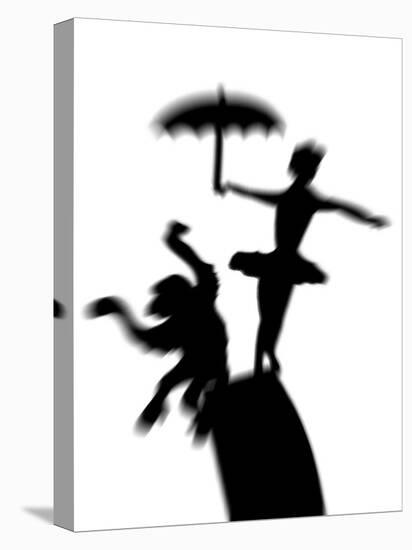 Silhouette of Ballerina Holding Umbrella with Performing Monkey-Winfred Evers-Premier Image Canvas