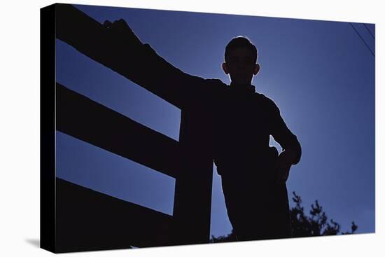 Silhouette of Boy Leaning Against Fence-William P. Gottlieb-Premier Image Canvas