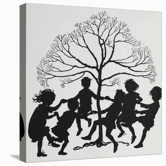 Silhouette Of Children Dancing Around a Tree-Arthur Rackham-Premier Image Canvas