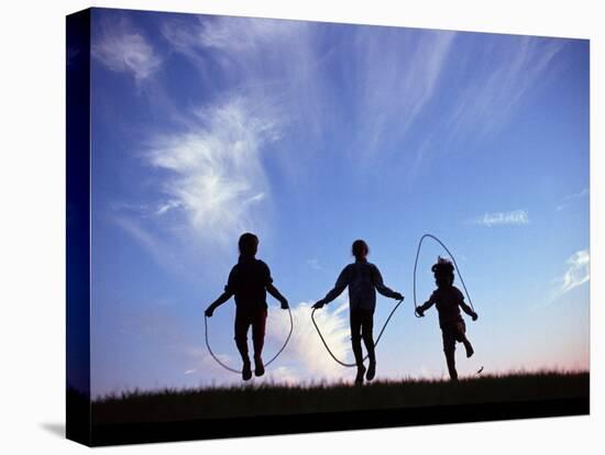 Silhouette of Children Playing Outdoors-Mitch Diamond-Premier Image Canvas