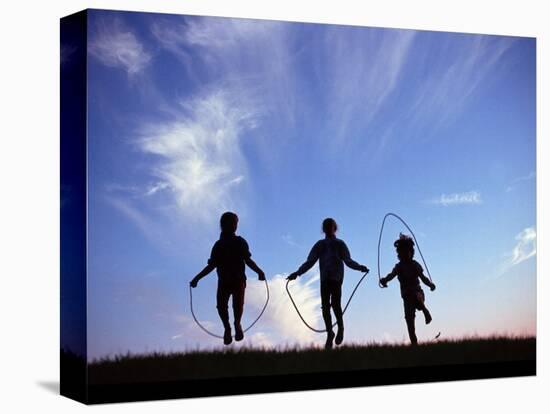 Silhouette of Children Playing Outdoors-Mitch Diamond-Premier Image Canvas