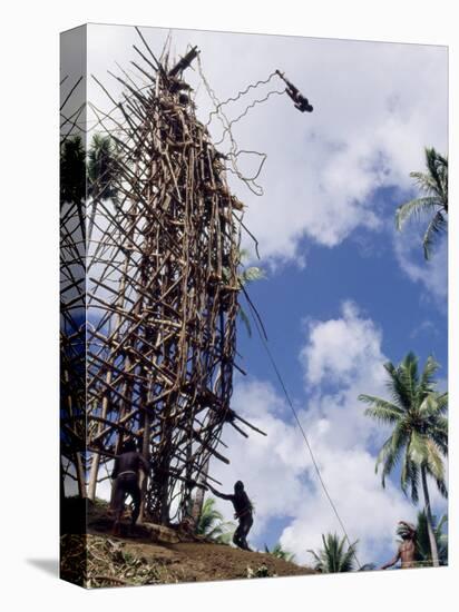 Silhouette of Diver, Land Diving, Pentecost Island, Vanuatu, Pacific Islands, Pacific-Upperhall Ltd-Premier Image Canvas