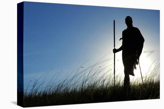 Silhouette of Maasai Warrior, Ngorongoro Crater, Tanzania-Paul Joynson Hicks-Premier Image Canvas