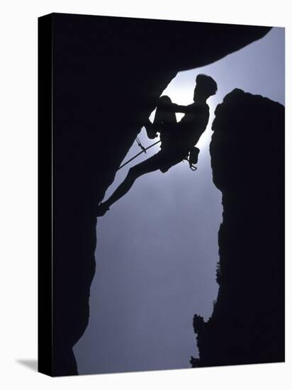 Silhouette of Male Rock Climber-null-Premier Image Canvas