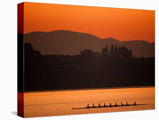 Silhouette of Men's Eights Rowing Team in Action, Vancouver Lake, Washington, USA-null-Premier Image Canvas