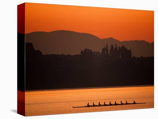 Silhouette of Men's Eights Rowing Team in Action, Vancouver Lake, Washington, USA-null-Premier Image Canvas