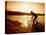 Silhouette of Mountain Biker at Sunset-null-Premier Image Canvas
