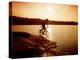 Silhouette of Mountain Biker at Sunset-null-Premier Image Canvas
