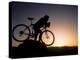 Silhouette of Mountain Biker at the Summit During Sunrise-null-Premier Image Canvas