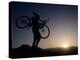 Silhouette of Mountain Biker at the Summit During Sunrise-null-Premier Image Canvas