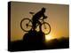 Silhouette of Mountain Biker at the Summit During Sunrise-null-Premier Image Canvas