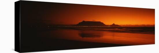 Silhouette of Table Mountain at Sunset, Table Bay, Bloubergstrand, Cape Winelands, South Africa-null-Premier Image Canvas