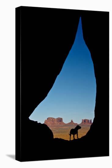 Silhouette of Tear Drop Arch and Dog, Monument Valley, Arizona-Michel Hersen-Premier Image Canvas