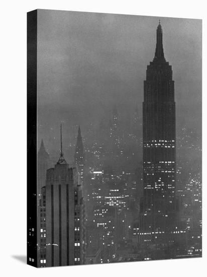 Silhouette of the Empire State Building and Other Buildings without Light During Wartime-Andreas Feininger-Premier Image Canvas