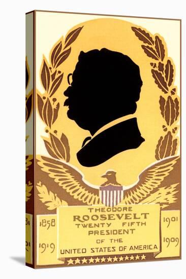 Silhouette Profile of Teddy Roosevelt-null-Stretched Canvas