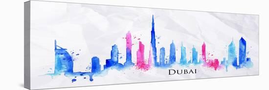 Silhouette Watercolor Dubai-anna42f-Stretched Canvas