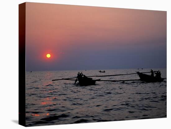 Silhouetted Boats on Lake Tanganyika, Tanzania-Kristin Mosher-Premier Image Canvas