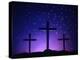 Silhouetted Crosses Against Star-Filled Sky-Chris Rogers-Premier Image Canvas